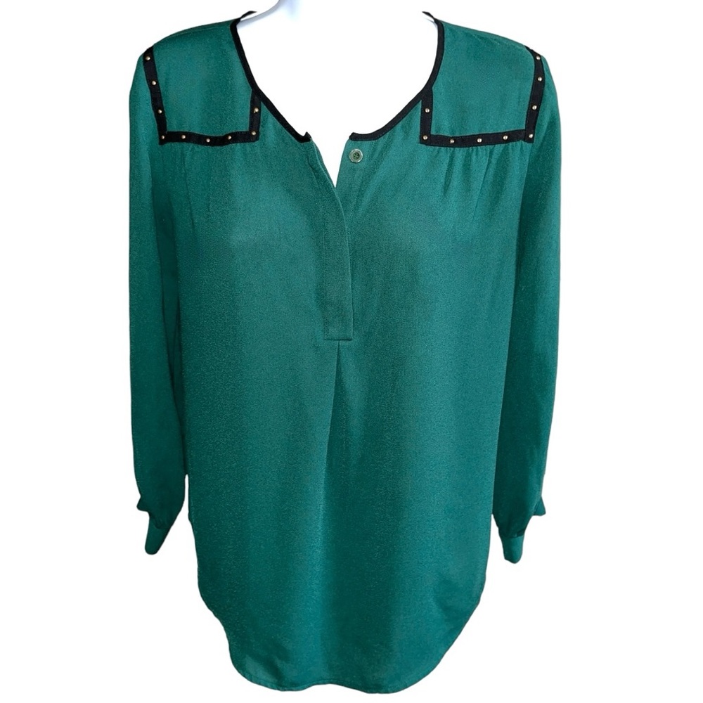 Women's 41 Hawthorn Green/Black Long Sleeve Blouse Top - XS